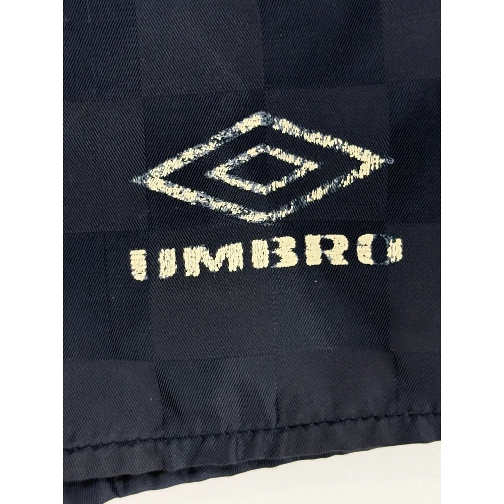 Vintage Umbro Navy Blue Checkered Soccer Shorts Made in USA Mens Large 90s Retro
